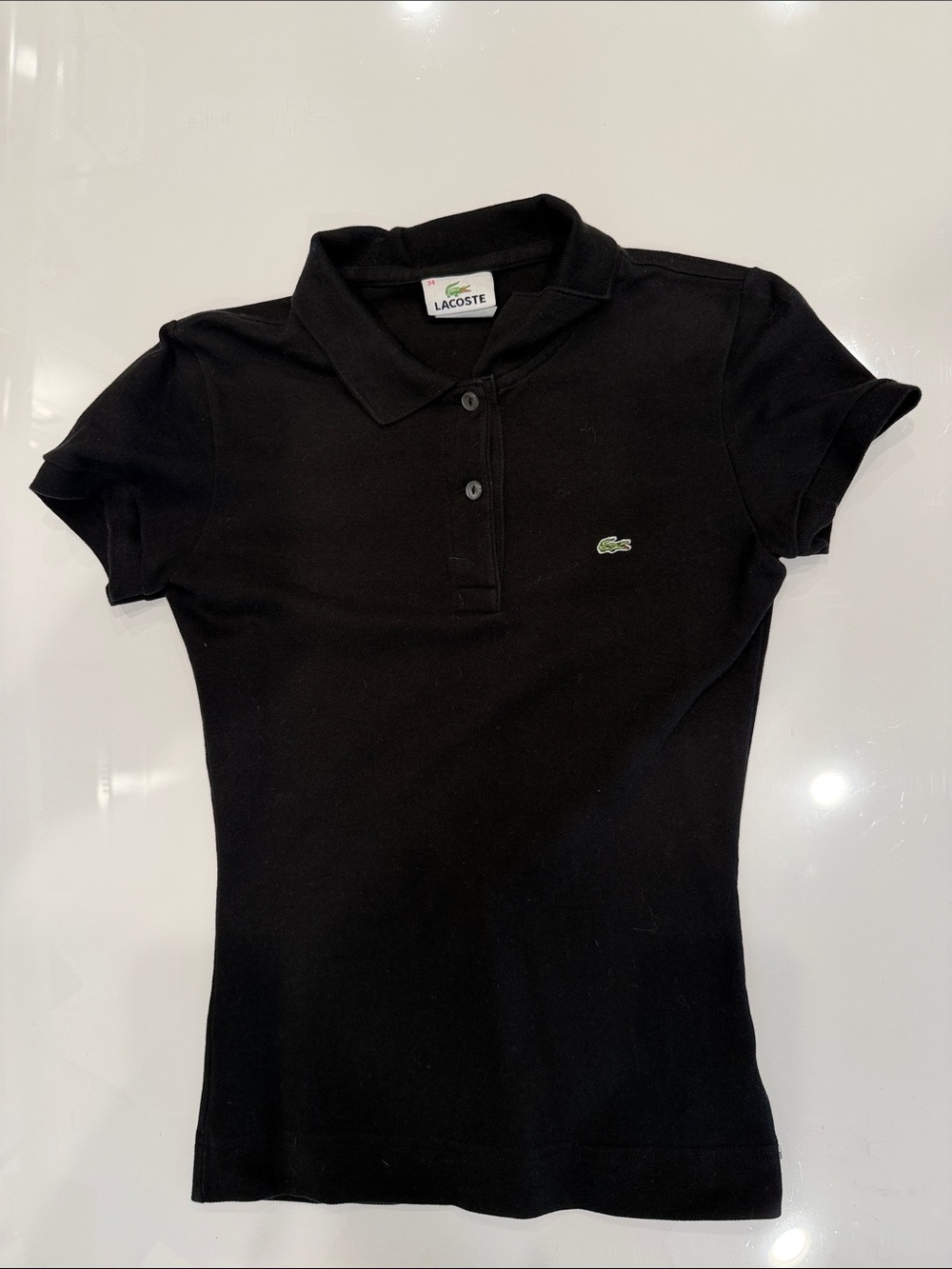 Women’s Lacoste Black Polo with Green Crocodile Logo